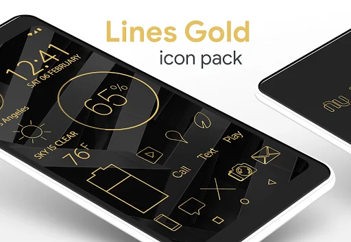 Lines Gold Pro আইকন প্যাক ডাউনলোড করুন – প্রিমিয়াম গোল্ড থিম - Screenshot 1