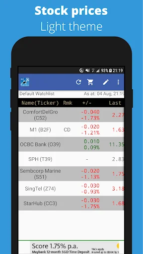 Singapore (SG) Stocks ডাউনলোড করুন – সেরা ফ্রি স্টক ট্র্যাকিং অ্যাপ - Screenshot 1