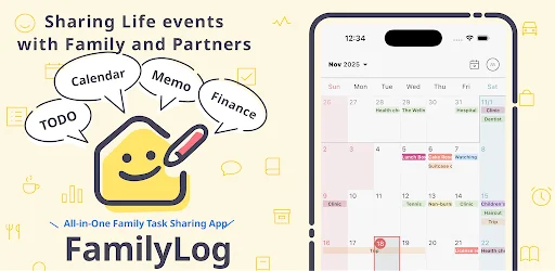 Shared Calendar: FamilyLog ডাউনলোড করুন – পারিবারিক সময়সূচী ও টাস্ক ম্যানেজমেন্ট - Screenshot 1