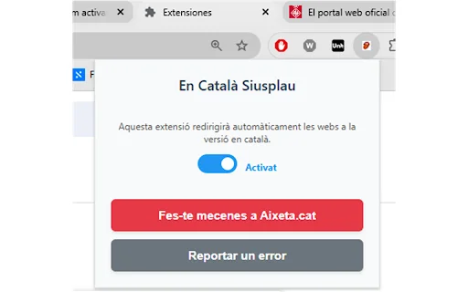 En Català, si us plau – স্বয়ংক্রিয় কাতালান ভাষা ব্রাউজিং এক্সটেনশন - Screenshot 2