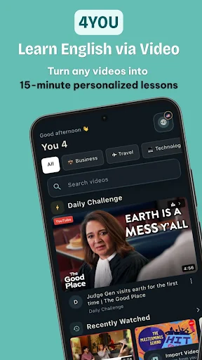 Learn English via video – 4You ডাউনলোড করুন – ভিডিও দিয়ে ইংরেজি শিখুন - Screenshot 1
