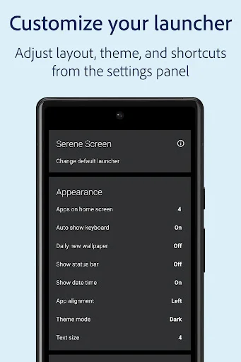 Serene: Minimalist Launcher ডাউনলোড করুন – ফোকাস বাড়ান - Screenshot 4