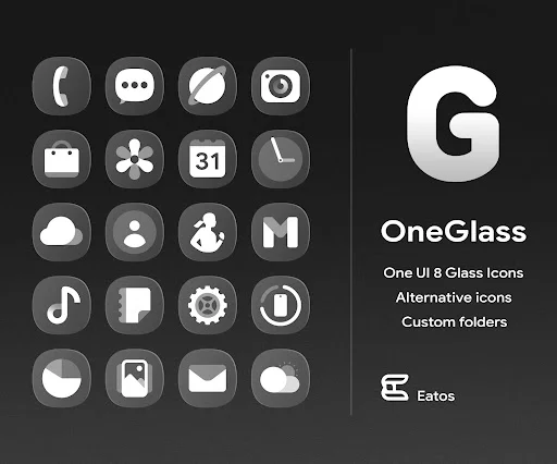 OneGlass 8 – Icon Pack ডাউনলোড করুন – আধুনিক ও মিনিমালিস্ট স্টাইল - Screenshot 9