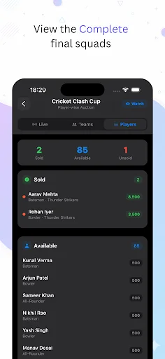 Auction League অ্যাপ ডাউনলোড করুন – লাইভ স্পোর্টস অকশন ম্যানেজমেন্ট - Screenshot 7