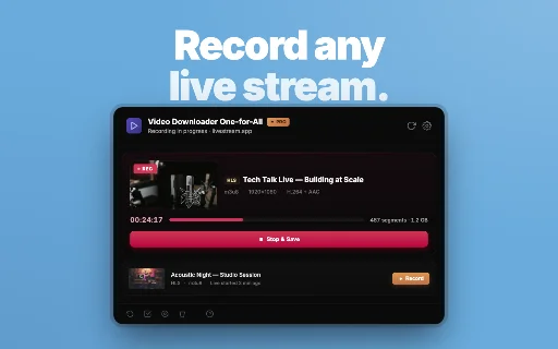 Video Downloader One-for-All: সেরা ভিডিও ও লাইভ স্ট্রিম ডাউনলোডার - Screenshot 2