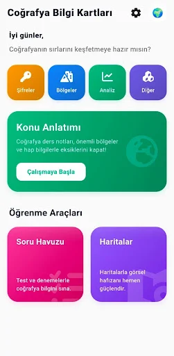 Coğrafya Bilgi Kartları ডাউনলোড করুন – ভূগোল পরীক্ষার প্রস্তুতি - Screenshot 1
