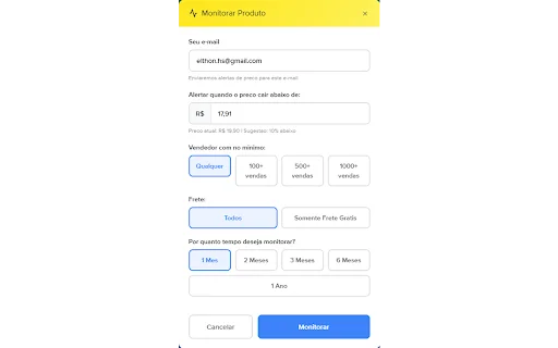 Mercado Livre মূল্য ট্র্যাকার – সেরা দামে পণ্য কিনুন - Screenshot 3
