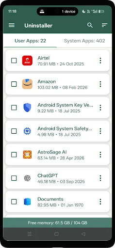 Uninstall Apps – App Remover ডাউনলোড করুন – দ্রুত অ্যাপ আনইনস্টল - Screenshot 1