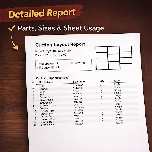 Cabinet & Cupboard Cut List ডাউনলোড করুন – সেরা কাট লিস্ট ক্যালকুলেটর - Screenshot 4