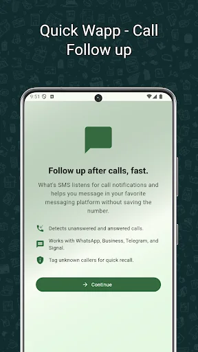 Quick Wapp ডাউনলোড করুন – কন্টাক্ট সেভ না করেই হোয়াটসঅ্যাপে মেসেজ করুন - Screenshot 1