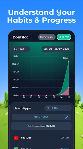DontRot ডাউনলোড করুন – সুস্থ অভ্যাস গড়ুন এবং স্ক্রিন টাইম নিয়ন্ত্রণ করুন - Screenshot 7
