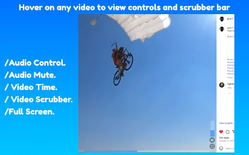 Instagram Media Controls – ভিডিও স্ক্রাবার ও ডাউনলোড টুল - Screenshot 1
