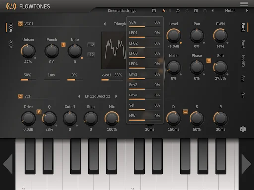 Flowtones ডাউনলোড করুন – অ্যান্ড্রয়েডের সেরা ভার্চুয়াল অ্যানালগ সিন্থেসাইজার - Screenshot 7