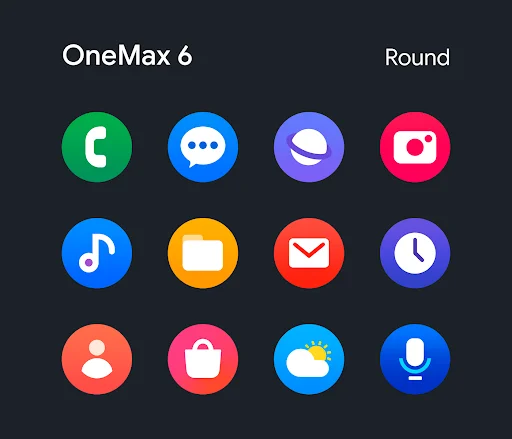 OneMax 6 – Icon Pack ডাউনলোড করুন – সেরা রাউন্ড আইকন প্যাক - Screenshot 1