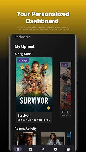 UpNext TV Series Manager ডাউনলোড করুন – সেরা টিভি শো ট্র্যাকার - Screenshot 1