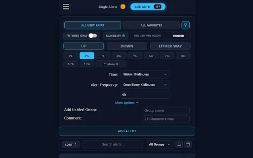Crypto Price Alerts for Binance – লাইভ ক্রিপ্টো ট্রেডিং অ্যালার্ট - Screenshot 1