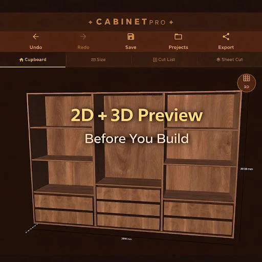 Cabinet & Cupboard Cut List ডাউনলোড করুন – সেরা কাট লিস্ট ক্যালকুলেটর - Screenshot 2