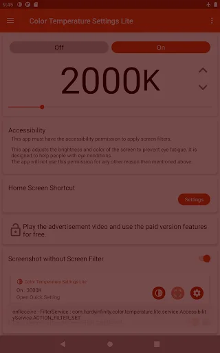 Color Temperature Setting Lite ডাউনলোড করুন – চোখের আরামের জন্য সেরা অ্যাপ - Screenshot 7