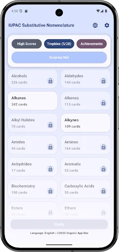 Organic Chemistry Names ডাউনলোড করুন – ১,৬০০+ ফ্ল্যাশকার্ড ও কুইজ - Screenshot 1
