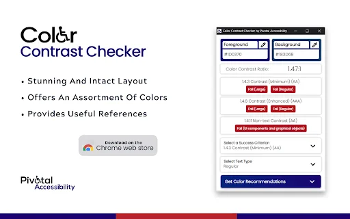 Color Contrast Checker ডাউনলোড করুন – সেরা অ্যাক্সেসিবিলিটি টুল - Screenshot 1