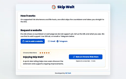 Skip Wait ডাউনলোড করুন – লিঙ্ক শর্টেনার ও টাইমার বাইপাস করুন - Screenshot 1