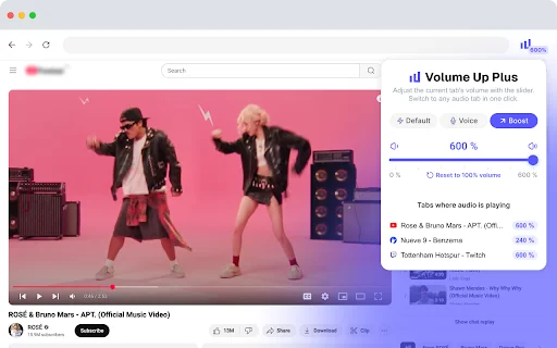 Volume Up Plus ডাউনলোড করুন – ব্রাউজারে ভলিউম ৬০০% পর্যন্ত বাড়ান - Screenshot 3