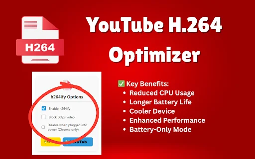 YouTube H.264 Optimizer ডাউনলোড করুন – দ্রুত ও ব্যাটারি সাশ্রয়ী - Screenshot 1