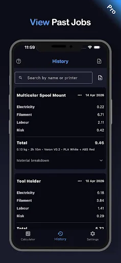 3D Print Cost Calculator ডাউনলোড করুন – সেরা খরচ নির্ণয়কারী অ্যাপ - Screenshot 6