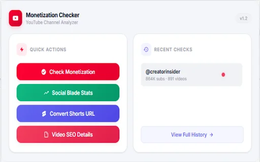 YouTube Monetization Checker ডাউনলোড করুন – সেরা এসইও টুল - Screenshot 1