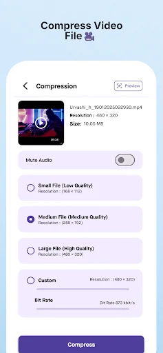 Video Compressor – MB to KB ডাউনলোড করুন – দ্রুত ভিডিও সাইজ কমান - Screenshot 9