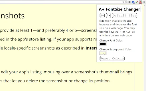 A+ FontSize Changer ডাউনলোড করুন – ব্রাউজারের ফন্ট সাইজ ও স্টাইল পরিবর্তন করুন - Screenshot 2