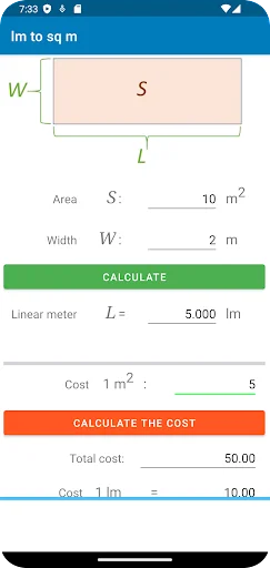 Linear Meter to m2 Calculator ডাউনলোড করুন – দ্রুত এবং নির্ভুল পরিমাপ - Screenshot 7