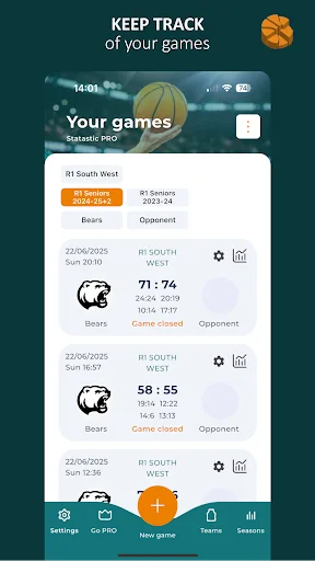 Statastic Basketball Tracker ডাউনলোড করুন – সেরা বাস্কেটবল স্ট্যাটস অ্যাপ - Screenshot 2