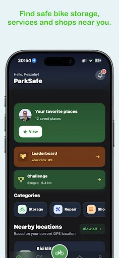 ParkSafe ডাউনলোড করুন – সাইক্লিং রুট এবং নিরাপদ পার্কিং অ্যাপ - Screenshot 1